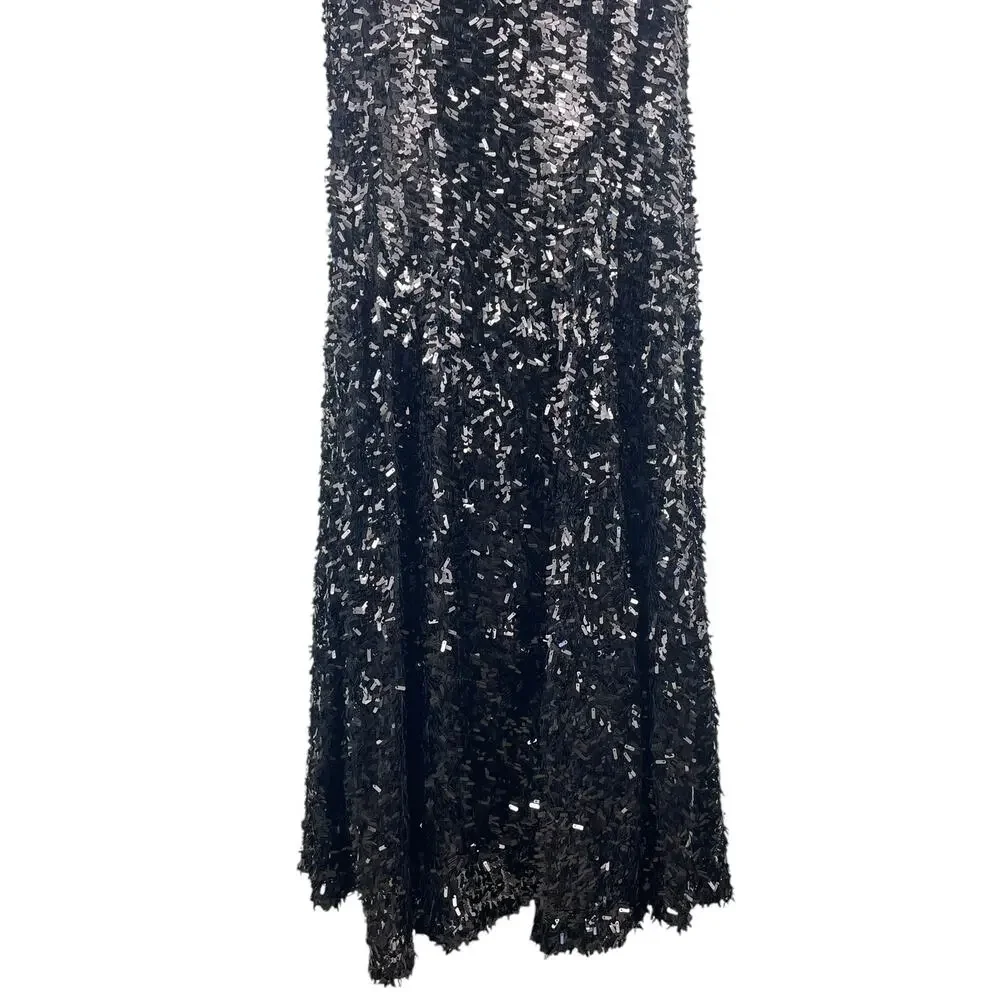 Rachel Gilbert Simone Sequin Embellished Evening Gown Black Size 0